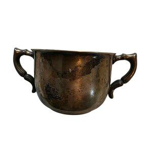 Poole Silver Co. EPNS Double-Handled Silver Cup Patina Antique Collectible Table